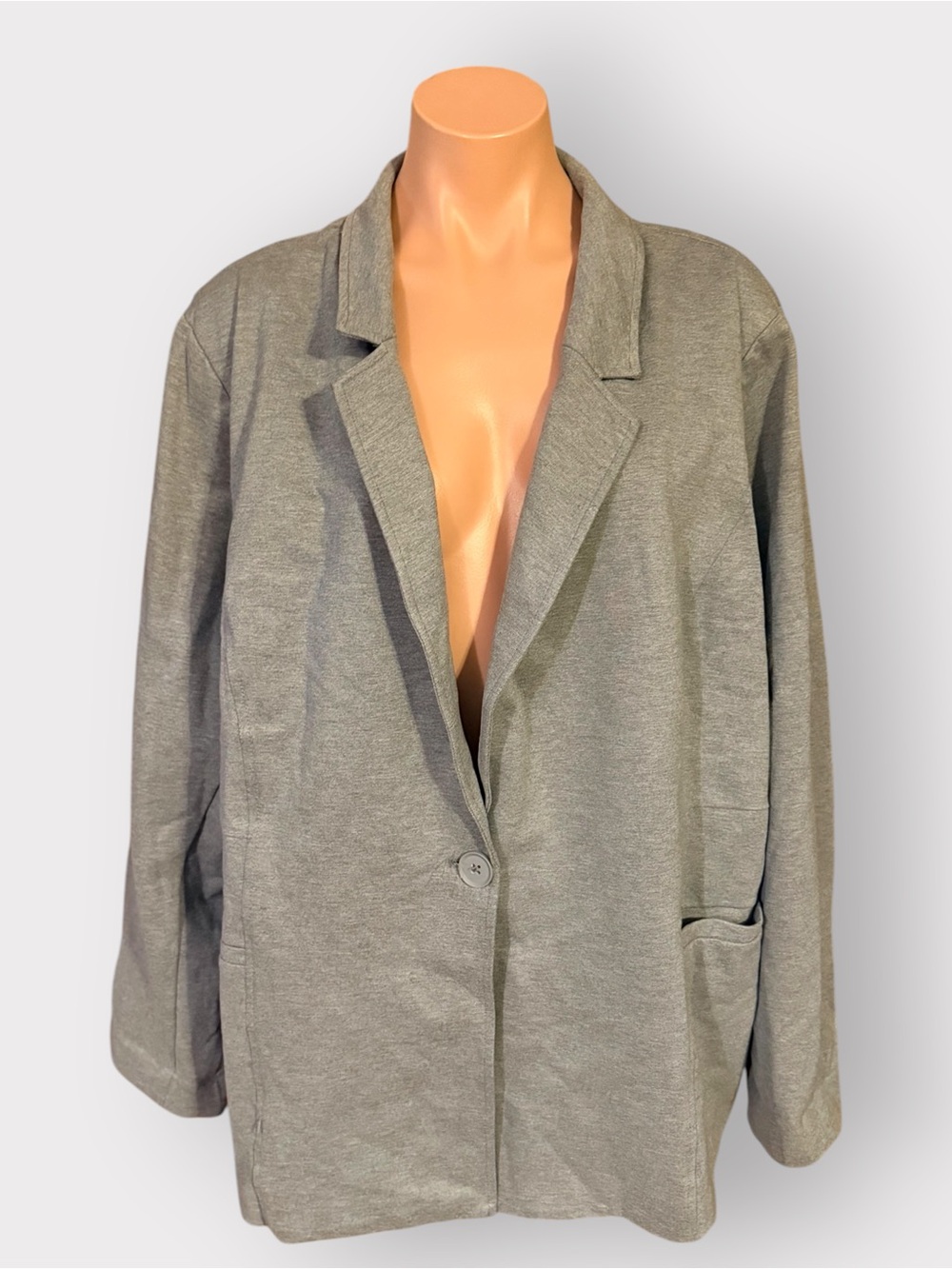 Torrid Women’s 4X Gray Studio Luxe Knit Single Button Long Sleeve Blazer Jacket